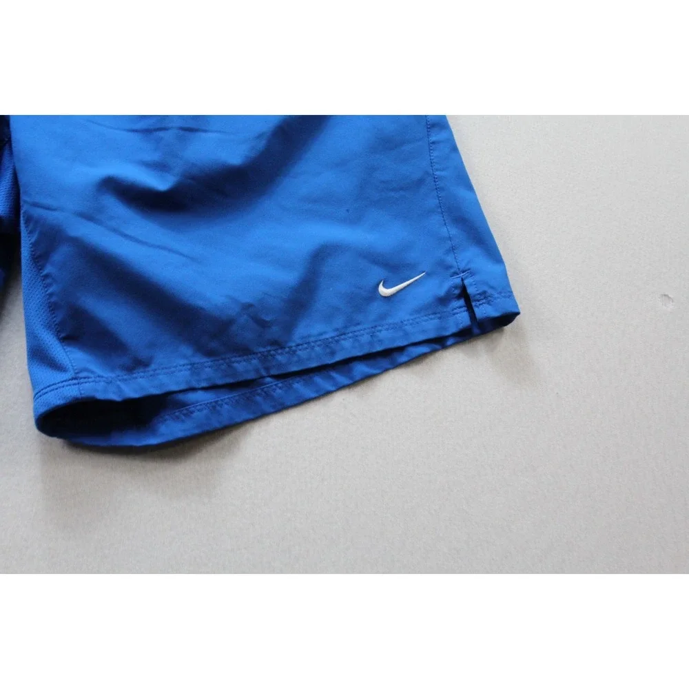 Nike Men Blue Board Shorts Casual Drawstring Swoosh Logo Nike Fit Dry Size Large